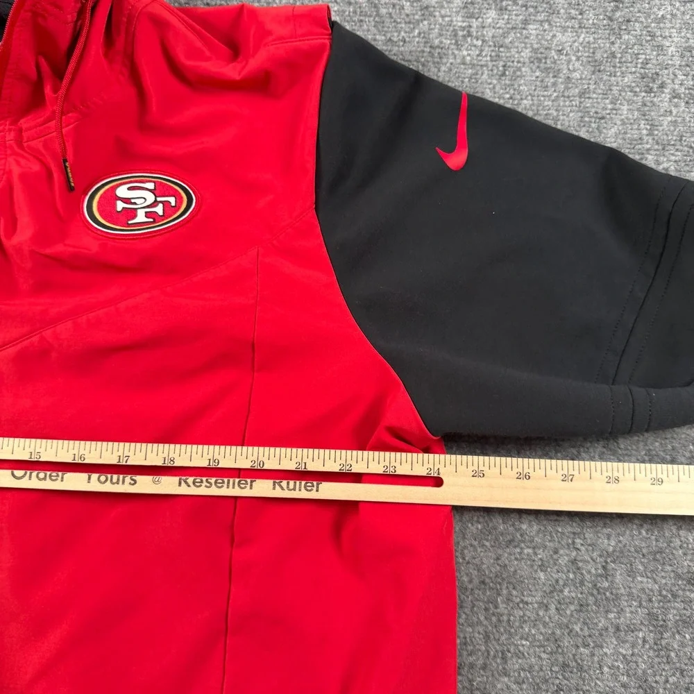 Nike San Francisco 49ers Jacket Mens XL Red Black NFL On-Field Quarter Zip Hood